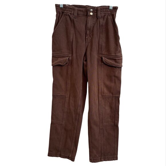 Pacsun‎ Cargo Pants Small Elastic Waist Brown Relaxed Utility High Waist Casual - Picture 1 of 5